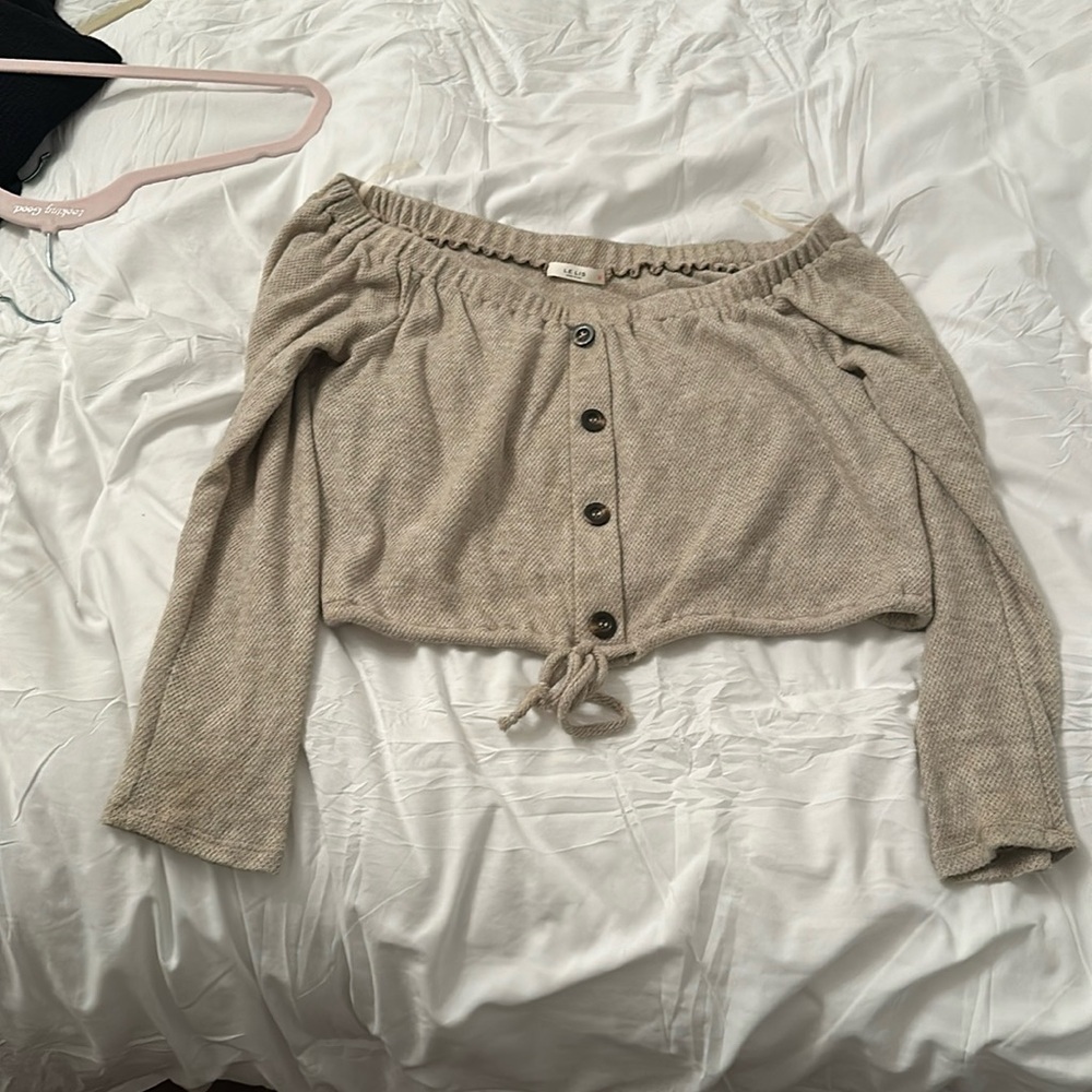 Off shoulder crop top sweater